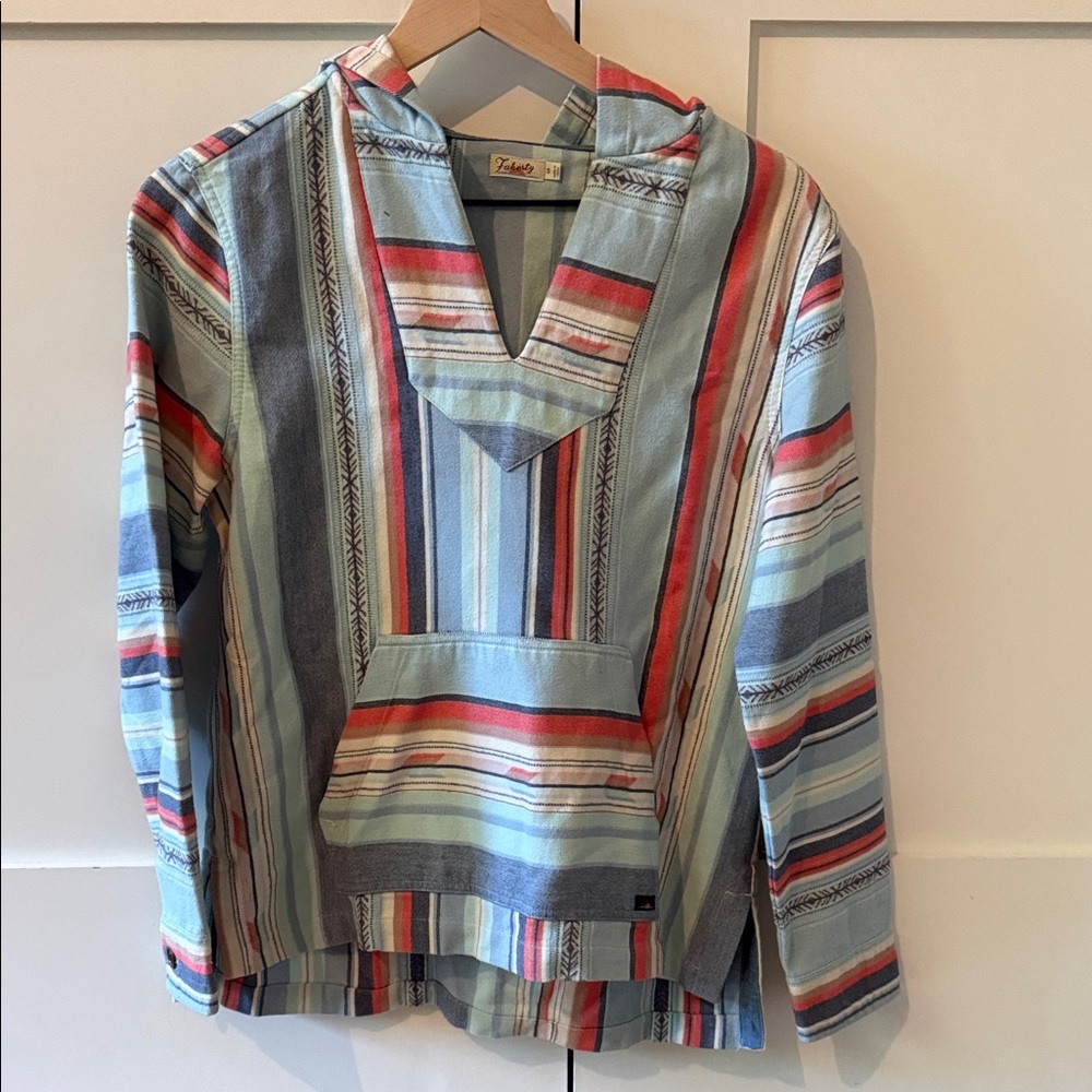 Women’s Light Blue Striped Hooded Top
